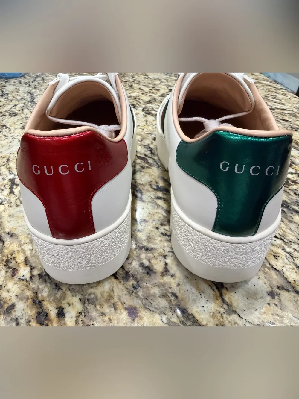 Gucci Ace embroidered leather platform sneakers White